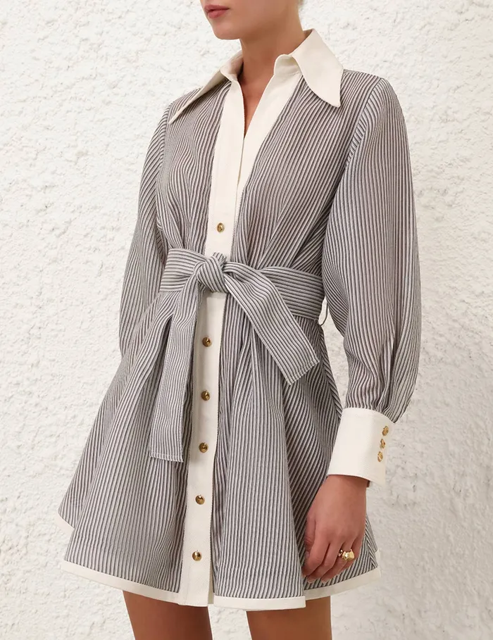 Women Zimmermann Dresses Illustration Tuck Mini Dress Stripe