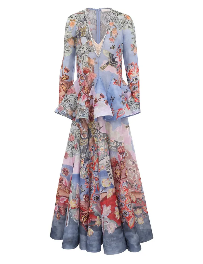 Women Zimmermann Dresses Illustration V Neck Gown Eden Garden