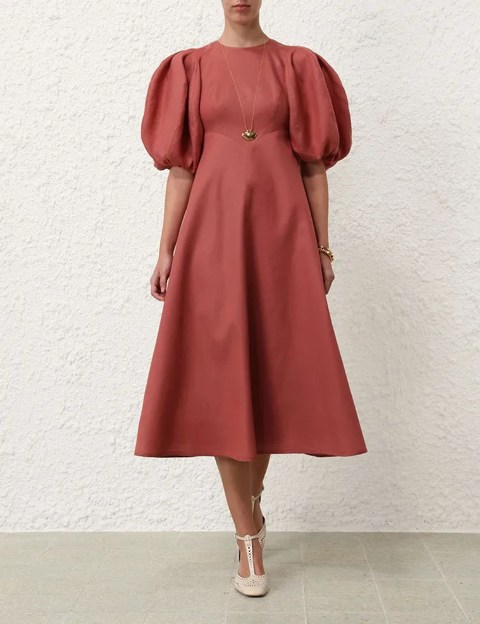 Women Zimmermann Dresses Midi Day Dress Lipstick