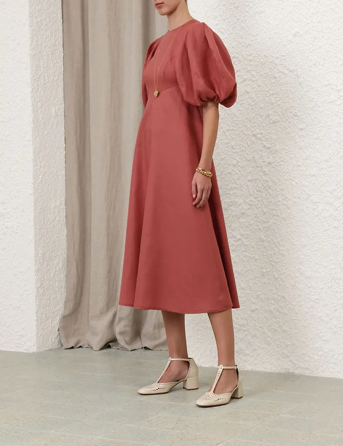 Women Zimmermann Dresses Midi Day Dress Lipstick