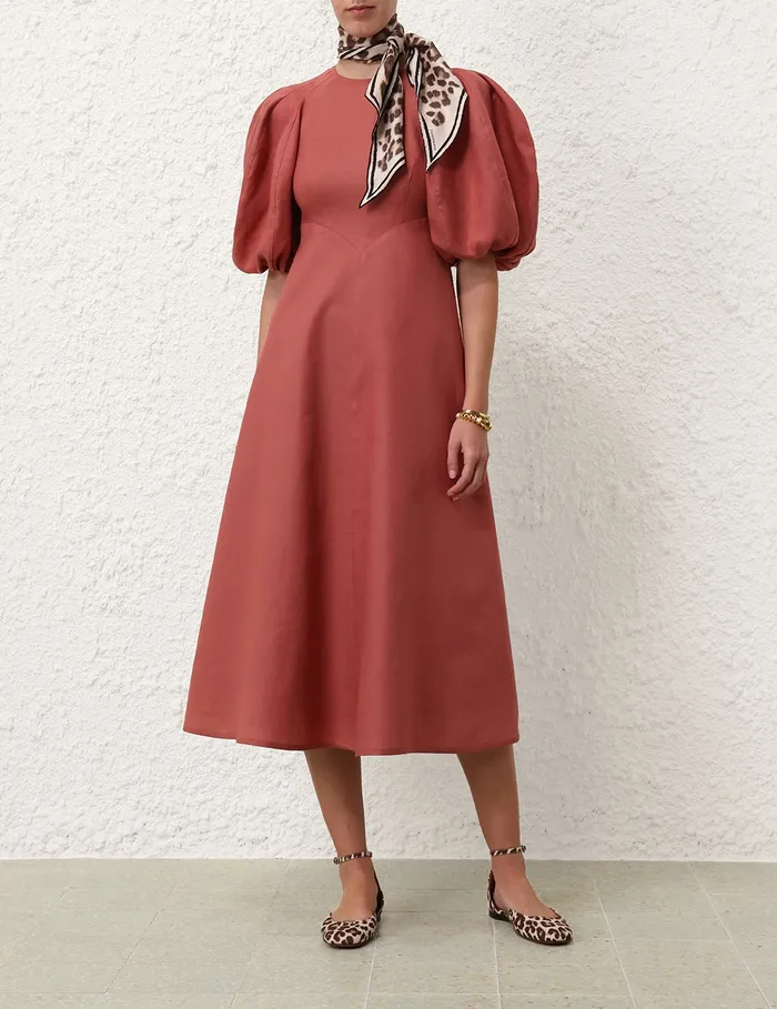 Women Zimmermann Dresses Midi Day Dress Lipstick