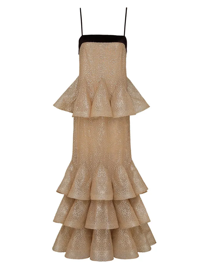 Women Zimmermann Dresses Pavilion Glitter Flutter Slip Champagne