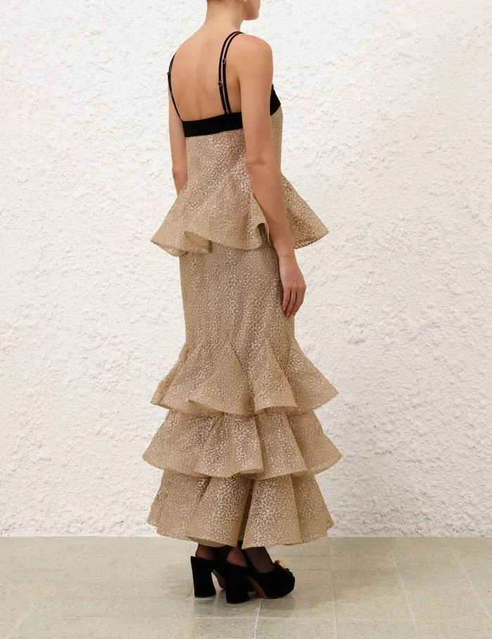 Women Zimmermann Dresses Pavilion Glitter Flutter Slip Champagne