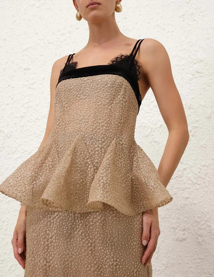 Women Zimmermann Dresses Pavilion Glitter Flutter Slip Champagne
