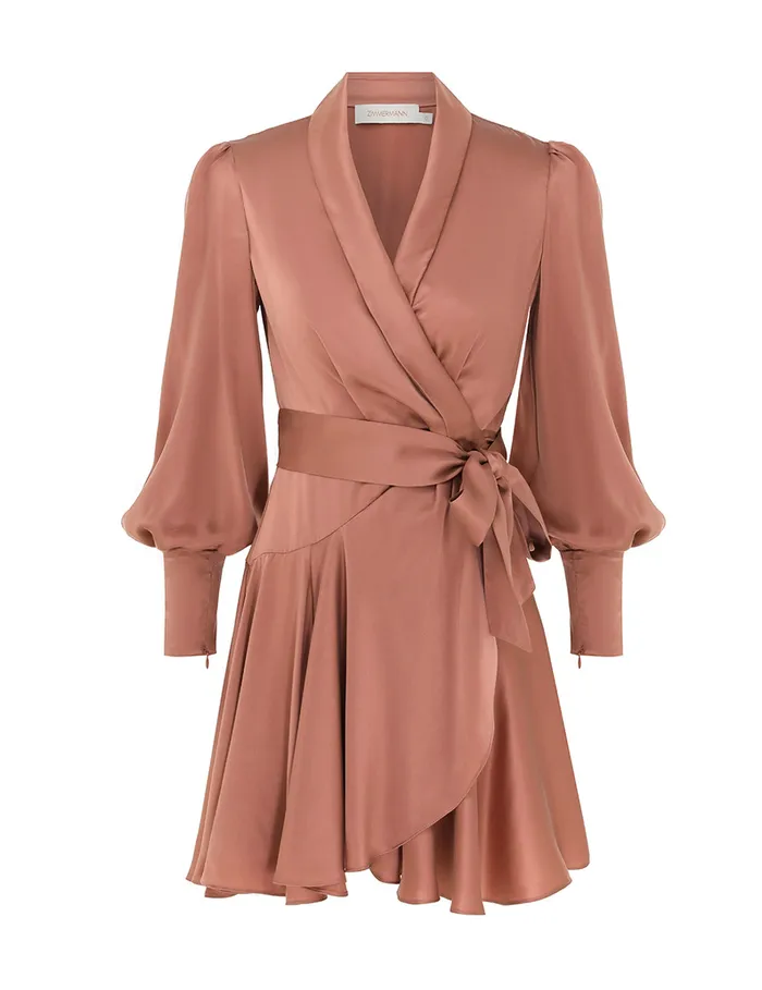 Women Zimmermann Dresses Silk Wrap Mini Dress Blush