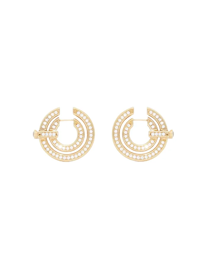 Women Zimmermann Earrings Halo Pave Hoops Gold