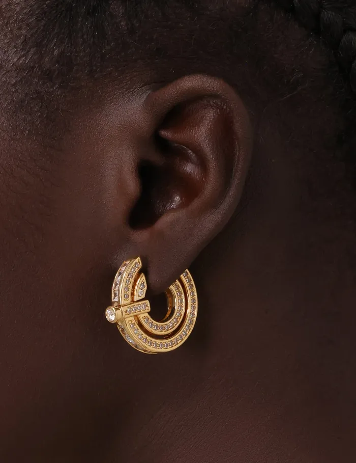 Women Zimmermann Earrings Halo Pave Hoops Gold