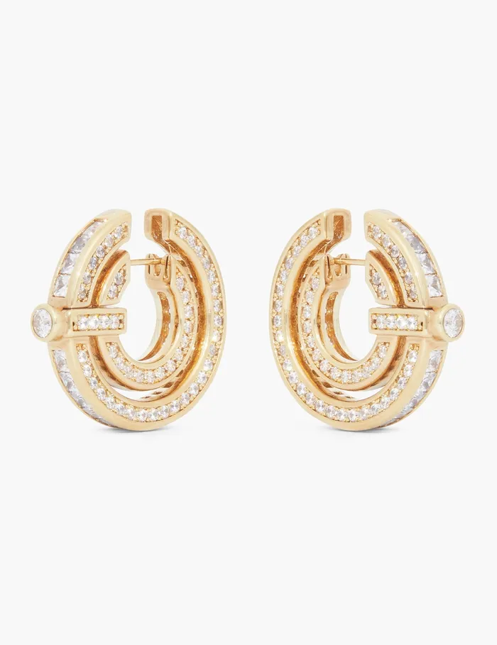 Women Zimmermann Earrings Halo Pave Hoops Gold
