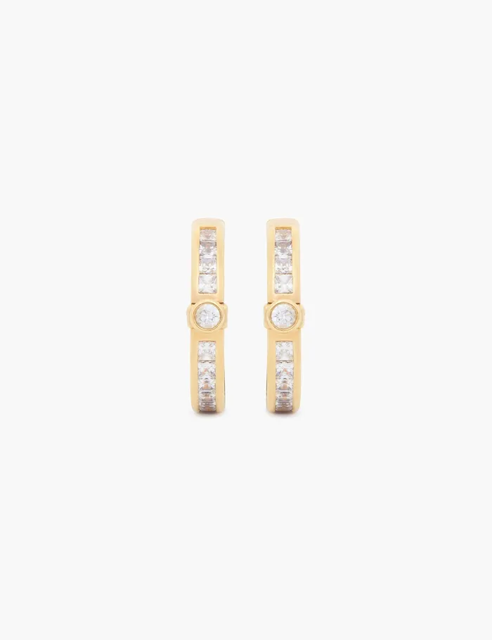 Women Zimmermann Earrings Halo Pave Hoops Gold