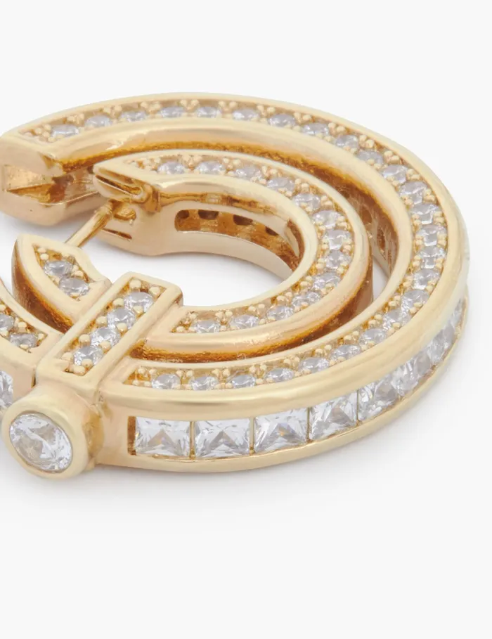 Women Zimmermann Earrings Halo Pave Hoops Gold