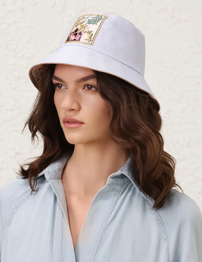 Women Zimmermann Hats Printed Canvas Bucket Hat Blue Floral