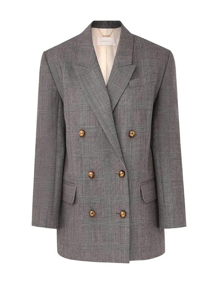 Women Zimmermann Jackets and Coats Crush Check Oversized Jacket Check