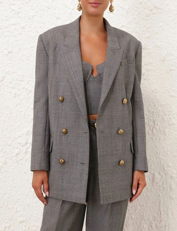 Women Zimmermann Jackets and Coats Crush Check Oversized Jacket Check