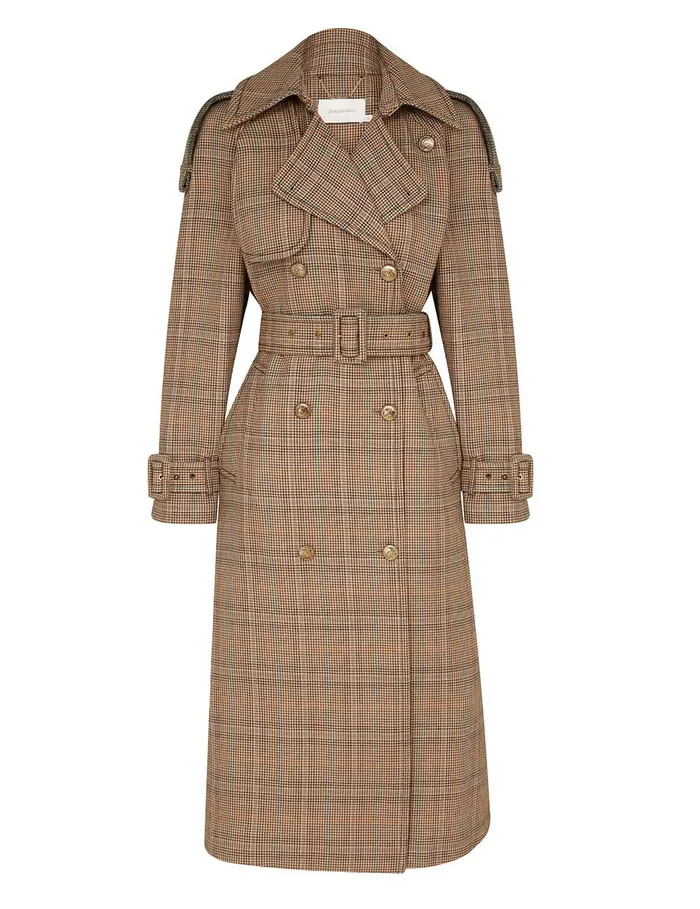Women Zimmermann Jackets and Coats Eden Checked Trench Coat Check