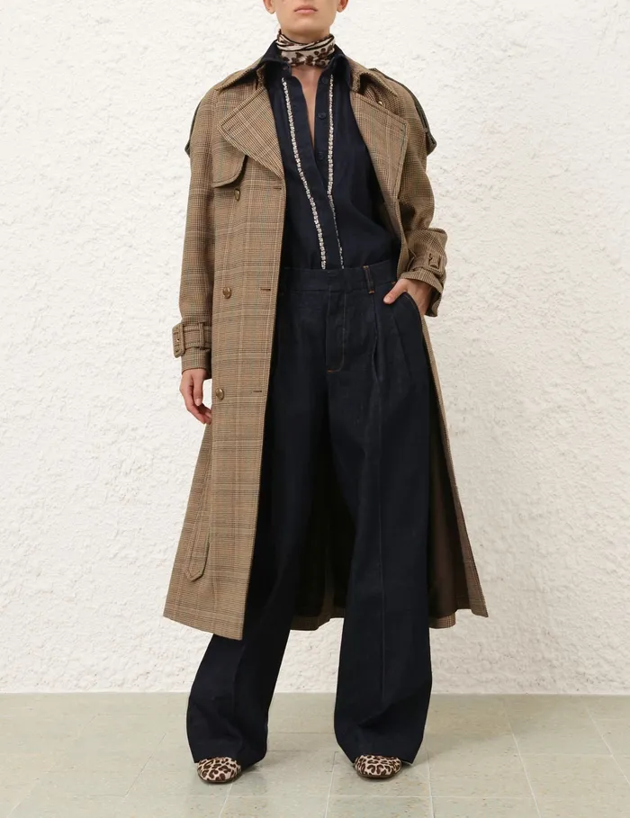 Women Zimmermann Jackets and Coats Eden Checked Trench Coat Check