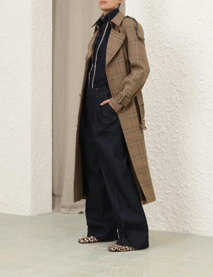 Women Zimmermann Jackets and Coats Eden Checked Trench Coat Check