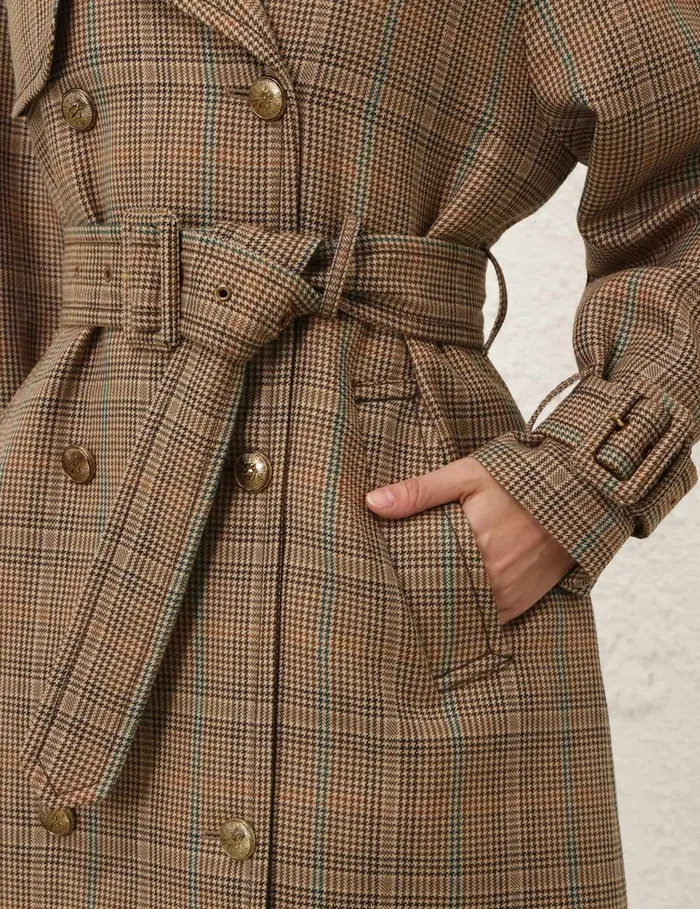 Women Zimmermann Jackets and Coats Eden Checked Trench Coat Check