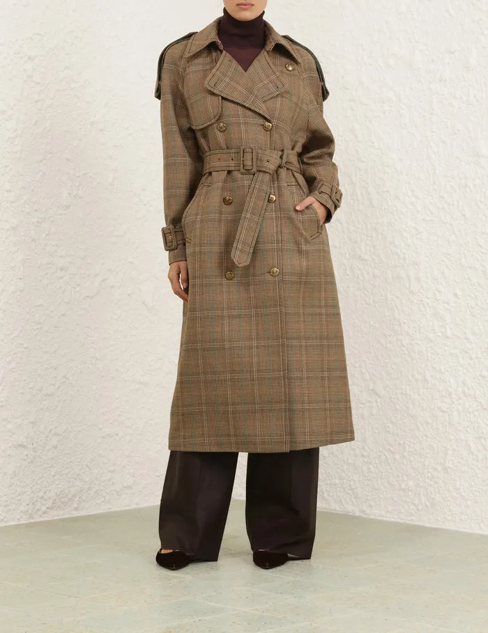 Women Zimmermann Jackets and Coats Eden Checked Trench Coat Check