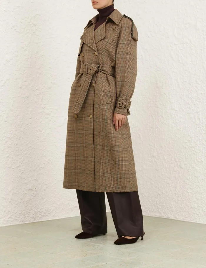 Women Zimmermann Jackets and Coats Eden Checked Trench Coat Check