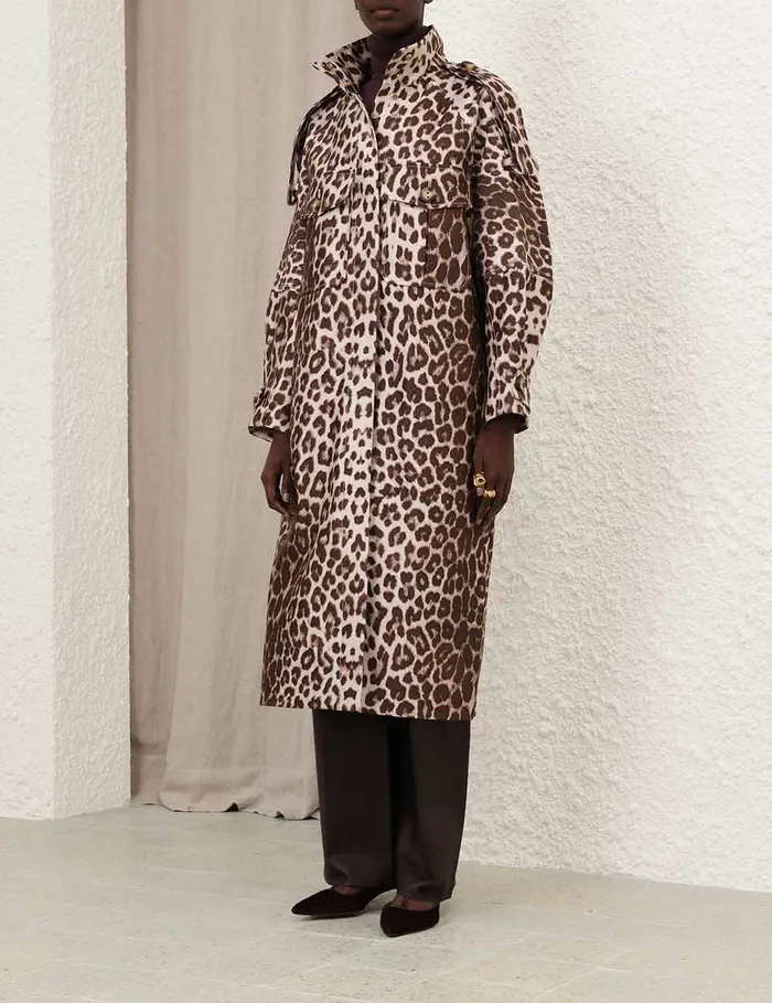 Women Zimmermann Jackets and Coats Illustration Pocket Anorak Chocolate Leopard