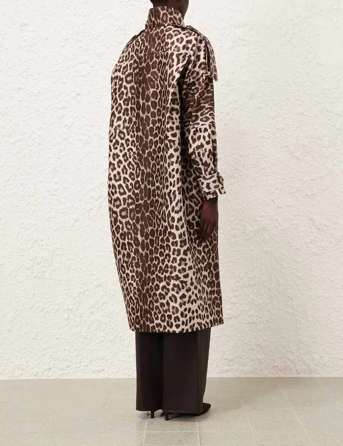 Women Zimmermann Jackets and Coats Illustration Pocket Anorak Chocolate Leopard