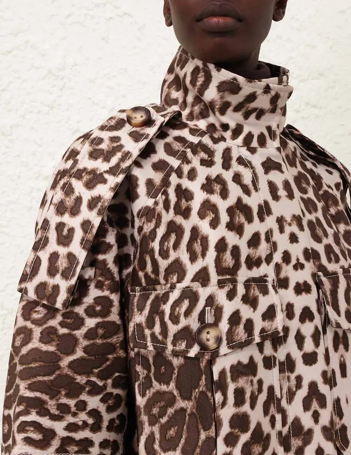 Women Zimmermann Jackets and Coats Illustration Pocket Anorak Chocolate Leopard
