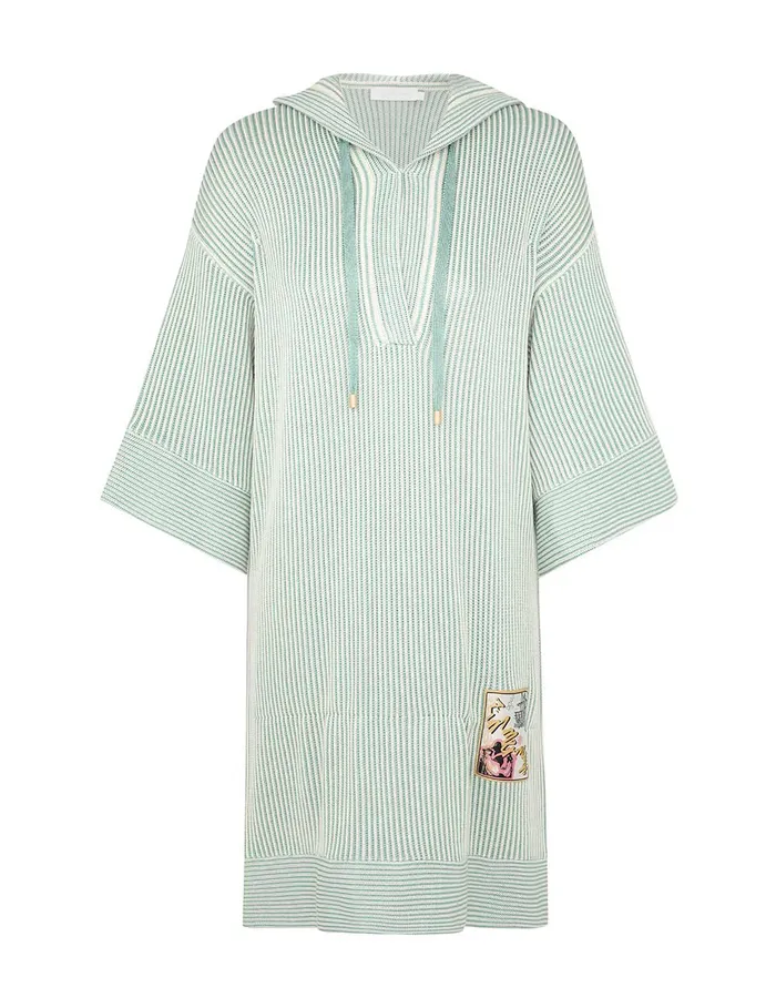 Women Zimmermann Knitwear Acacia Stripe Hooded Mini Greencream
