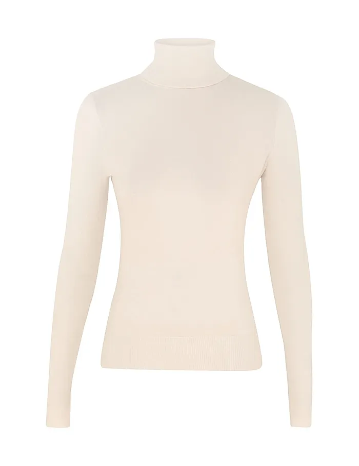 Women Zimmermann Knitwear Classic Turtle Neck Sweater Parchment