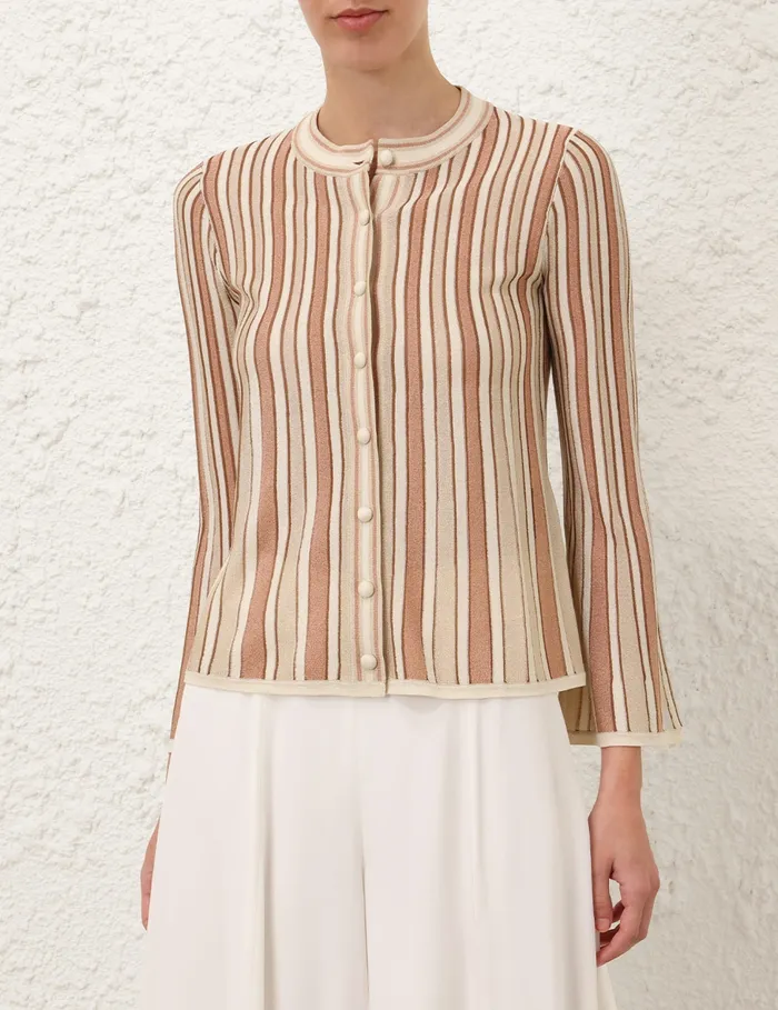 Women Zimmermann Knitwear Crush Metallic Stripe Cardigan Multi