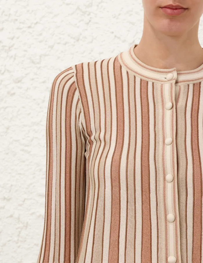 Women Zimmermann Knitwear Crush Metallic Stripe Cardigan Multi