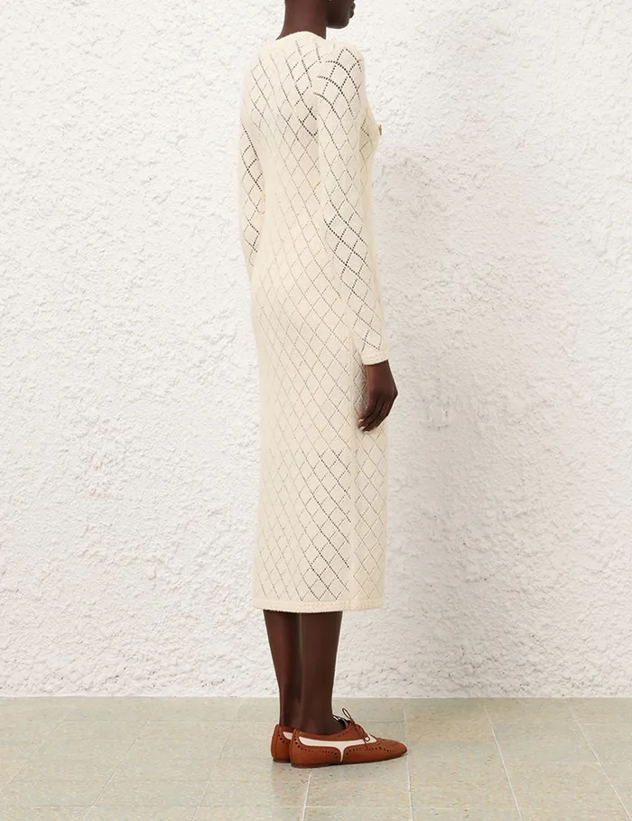 Women Zimmermann Knitwear Crush Pointelle Midi Dress Cream