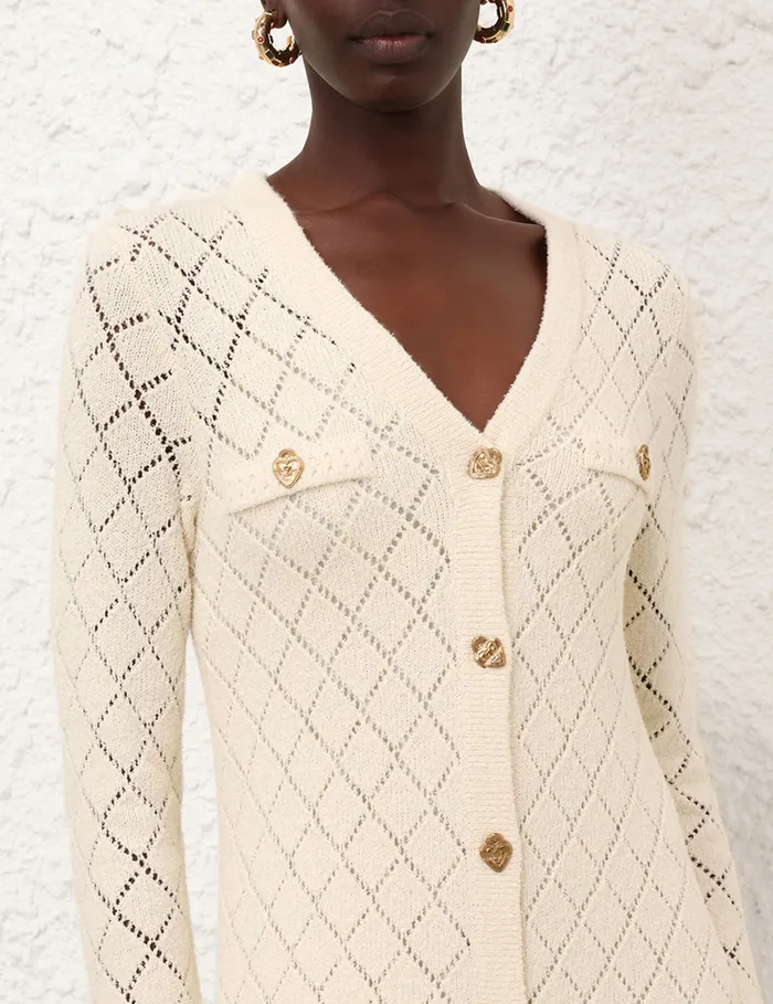 Women Zimmermann Knitwear Crush Pointelle Midi Dress Cream