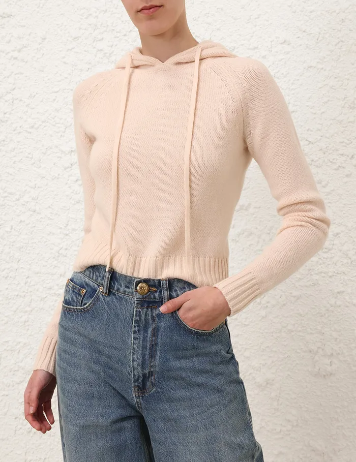 Women Zimmermann Knitwear Hooded Sweater Macadamia