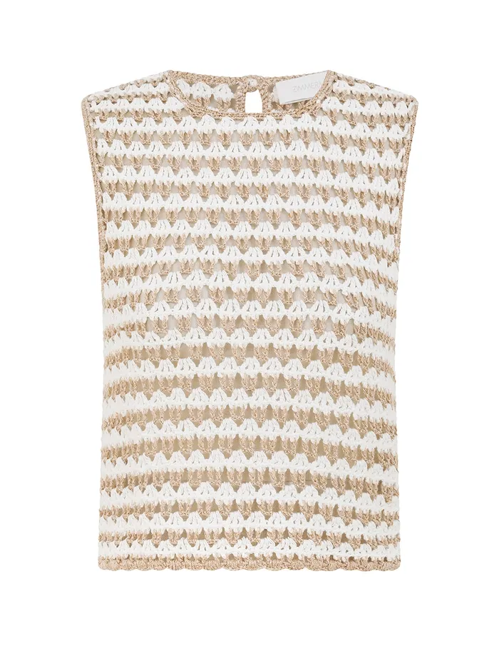 Women Zimmermann Knitwear Tallow Crochet Tank Top Ivorygold
