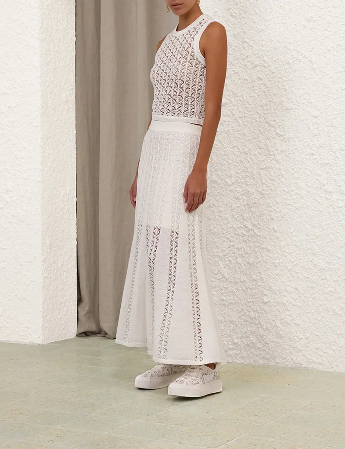 Women Zimmermann Knitwear Wylie Crop Tank Top Ivory