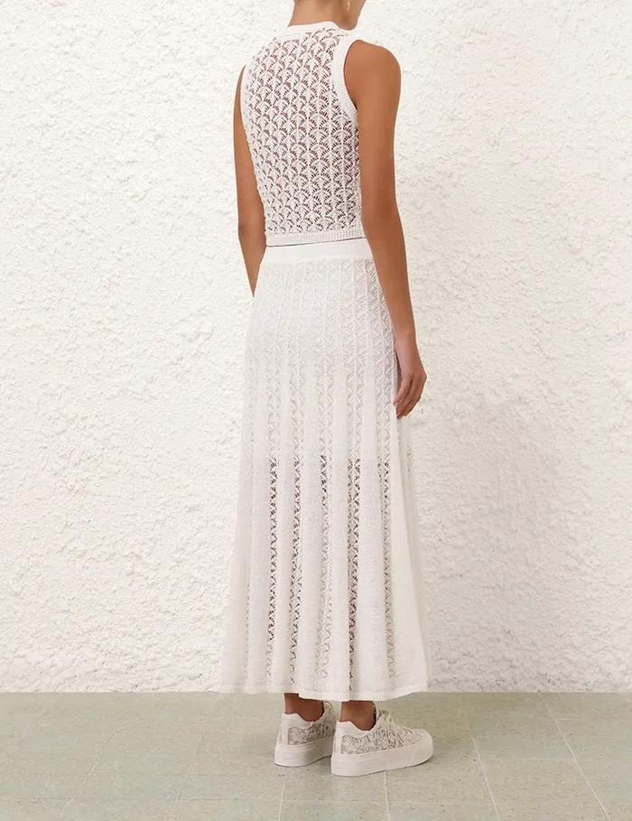 Women Zimmermann Knitwear Wylie Crop Tank Top Ivory
