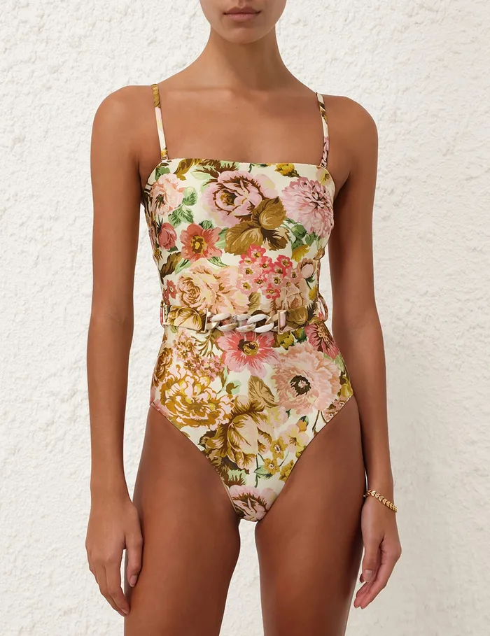 Women Zimmermann One Pieces Golden Chain Belt 1pc Pink Rose
