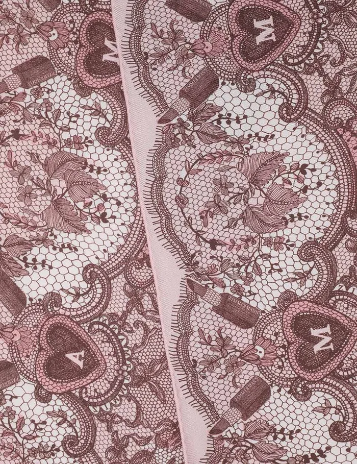 Women Zimmermann Scarves Printed Silk Neckscarf Locket Lace Taffy Ombre