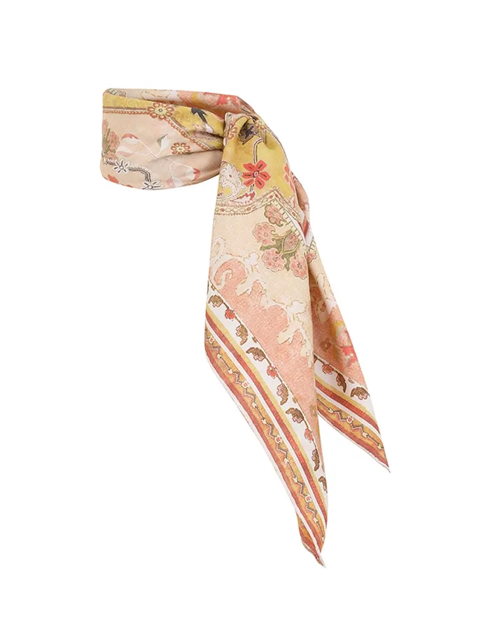 Women Zimmermann Scarves Printed Silk Square 70 Mustard Multi