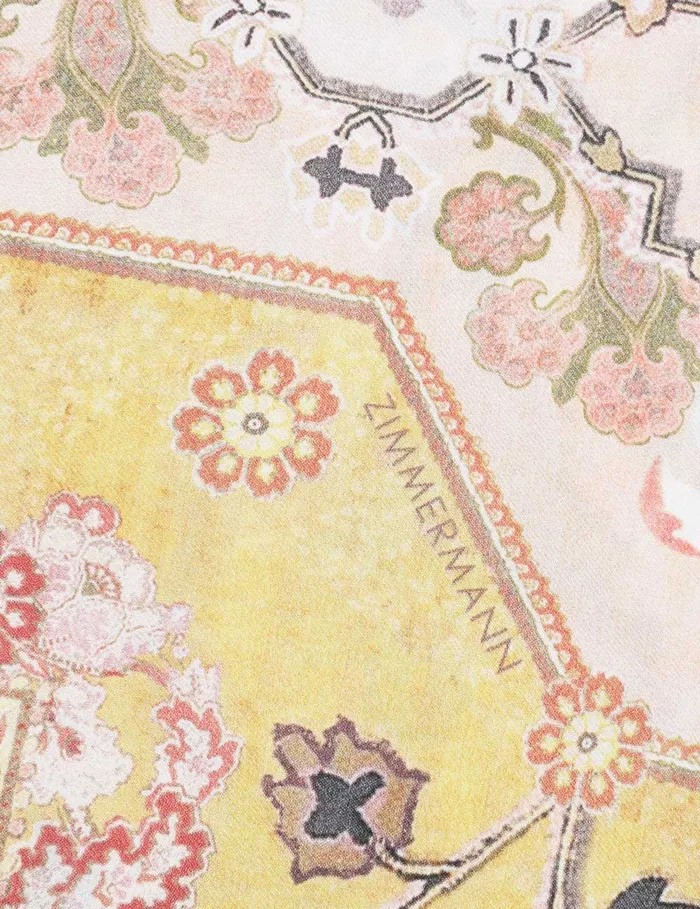Women Zimmermann Scarves Printed Silk Square 70 Mustard Multi