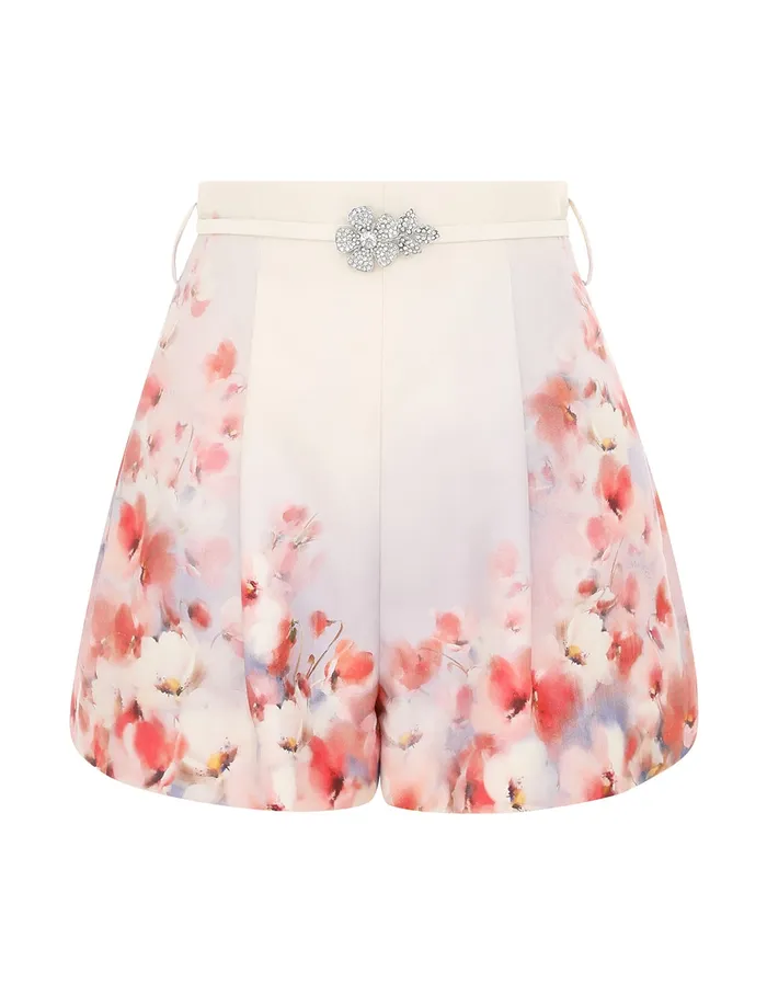 Women Zimmermann Shorts and Pants Crush Flat Front Short Scarlet Floral