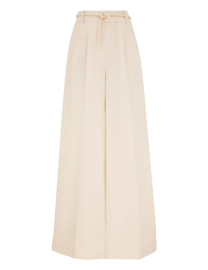 Women Zimmermann Shorts and Pants Crush Linen Wide Leg Pant Cream