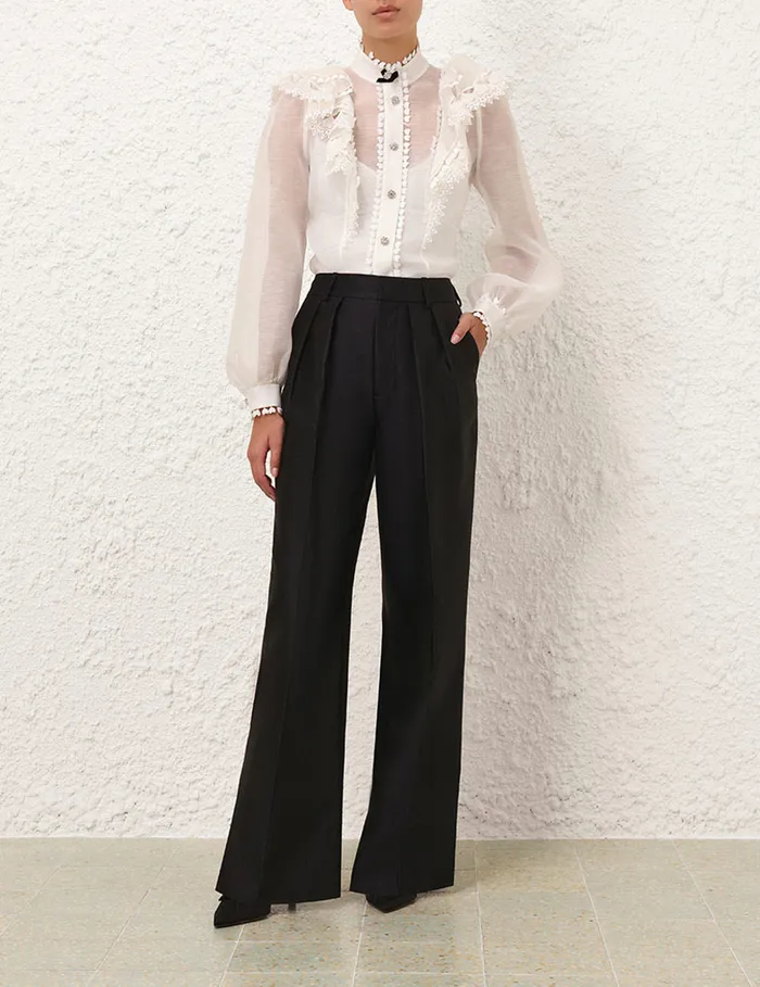 Women Zimmermann Shorts and Pants Crush Tuck Wide Leg Pant Black
