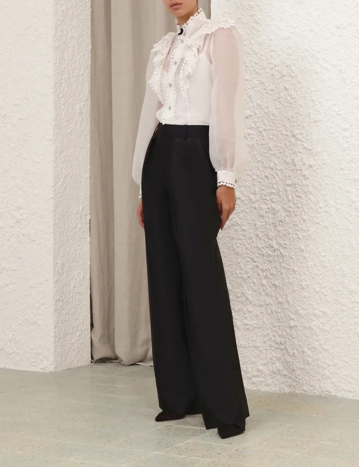 Women Zimmermann Shorts and Pants Crush Tuck Wide Leg Pant Black