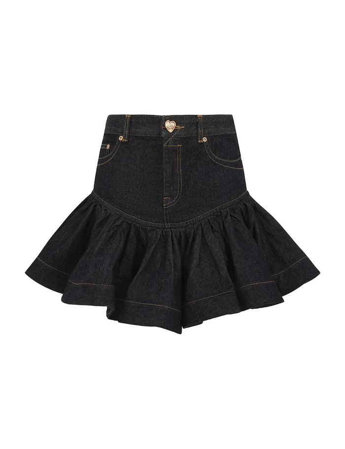 Women Zimmermann Skirts Crush Denim Frill Mini Skirt Night Sky