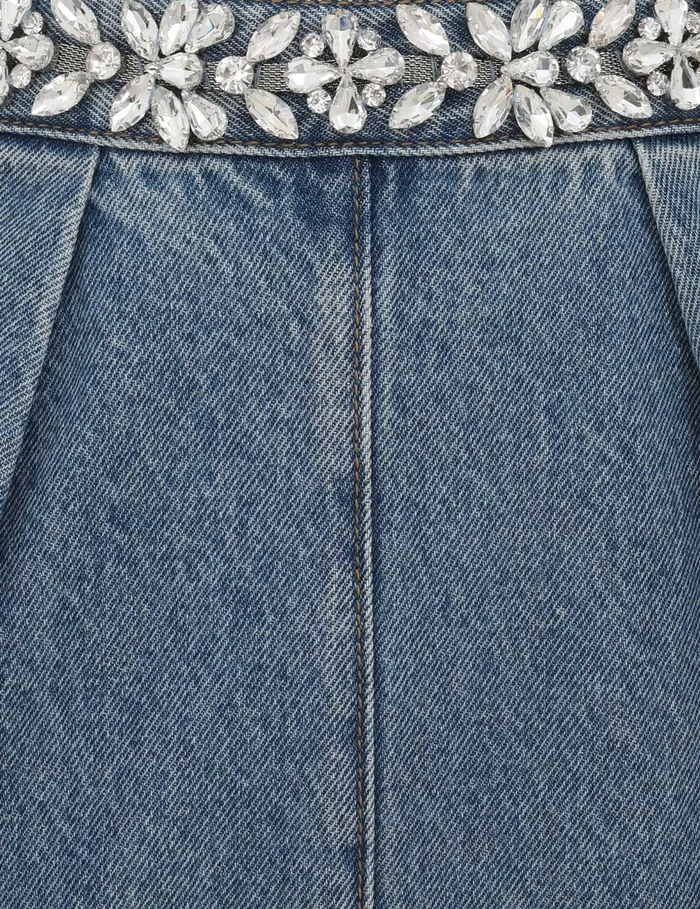 Women Zimmermann Skirts Crush Embellished Denim Skirt Blue Moon