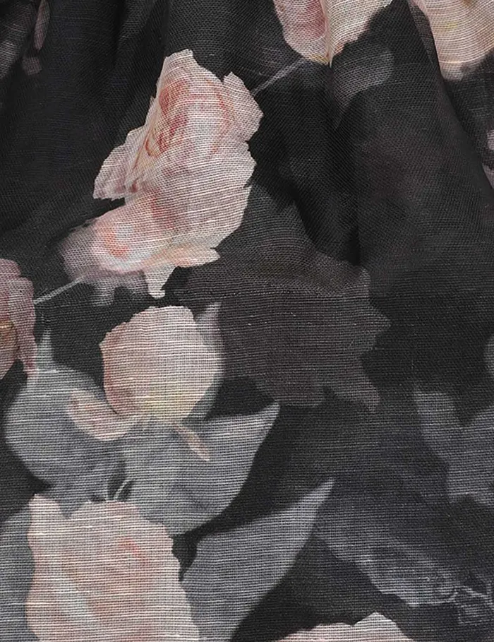 Women Zimmermann Skirts Crush Flared Midi Skirt Black Floral
