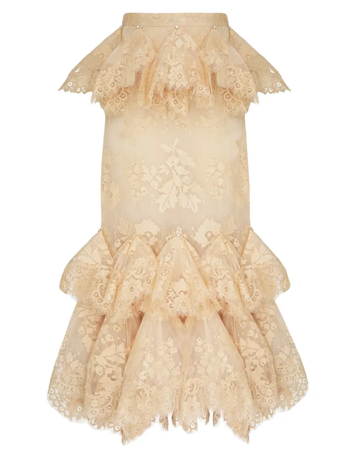 Women Zimmermann Skirts Eden Lace Handkerchief Skirt Light Tea