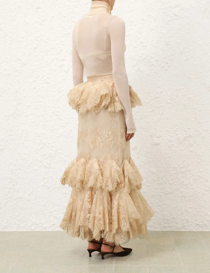 Women Zimmermann Skirts Eden Lace Handkerchief Skirt Light Tea