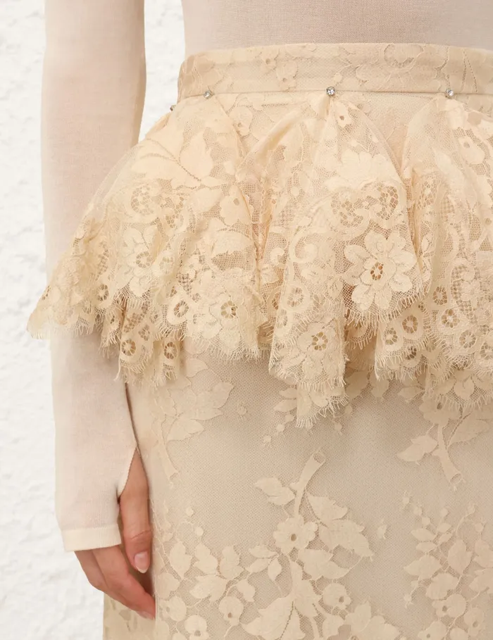 Women Zimmermann Skirts Eden Lace Handkerchief Skirt Light Tea